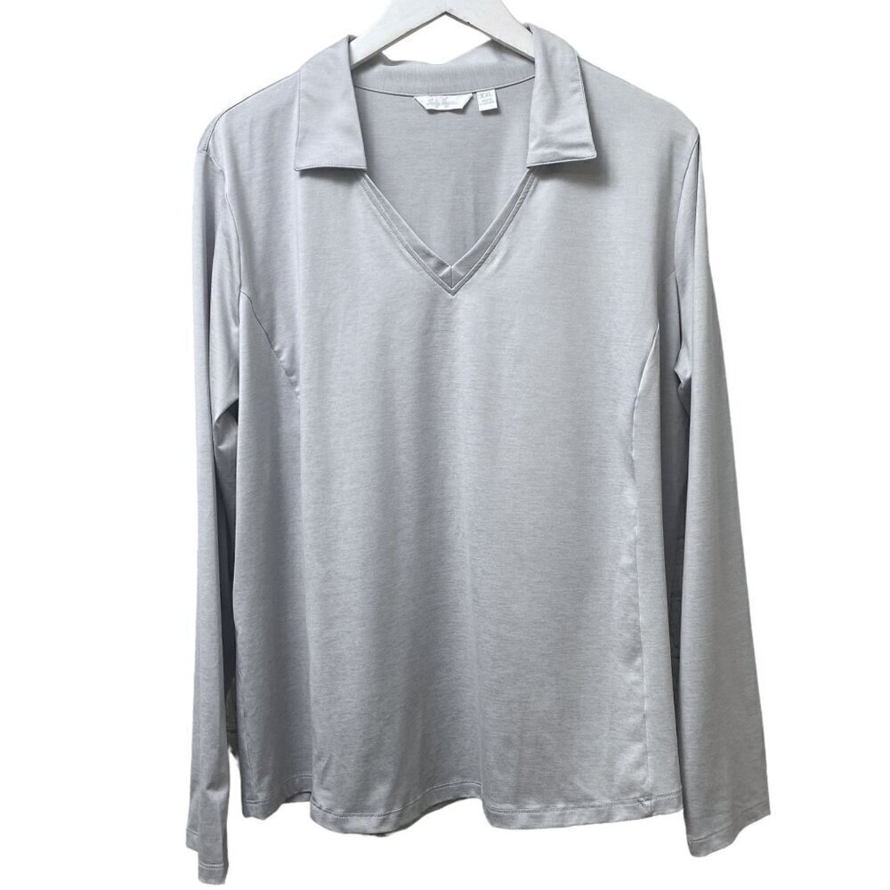 Lady Hagen Womens Golf Top Size XXL Long Sleeve Polo Gray